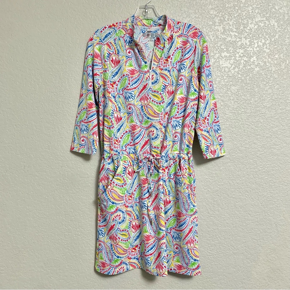 Ibkul Dress Women S Paisley Print  Performance Preppy 1/4 Zip Resort Outdoor UPF